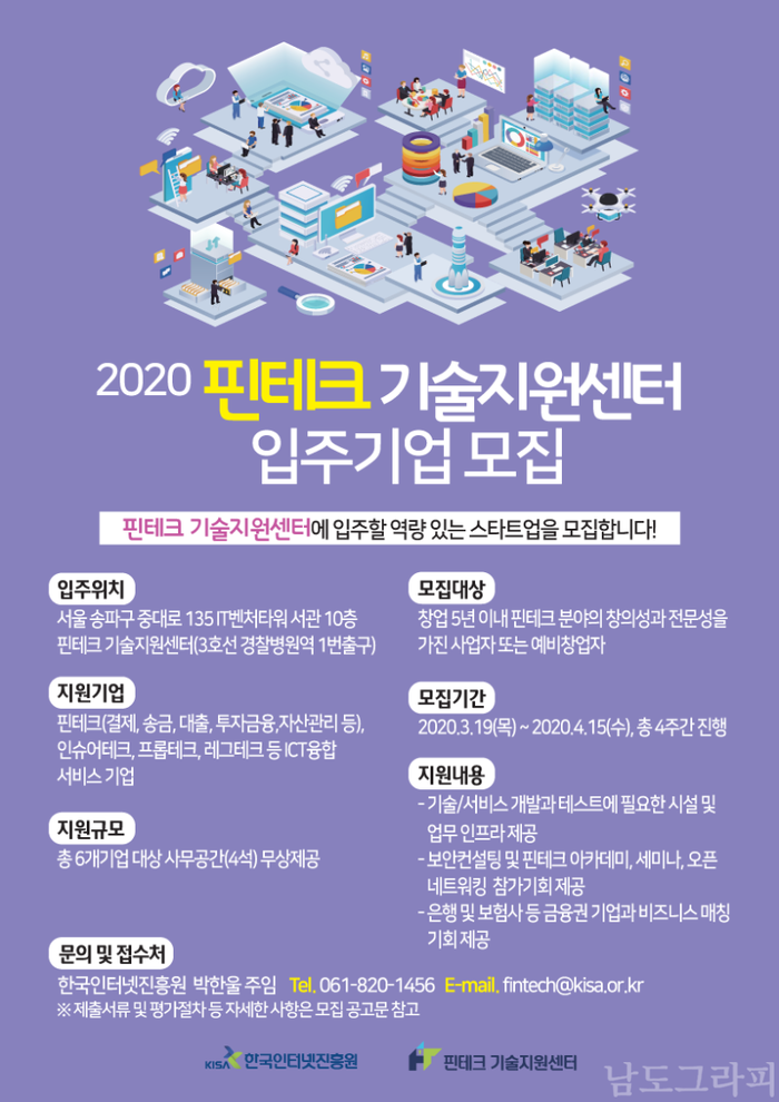 200403-KISA-참고이미지(2020 핀테크 기술지원센터 입주기업 모집).png